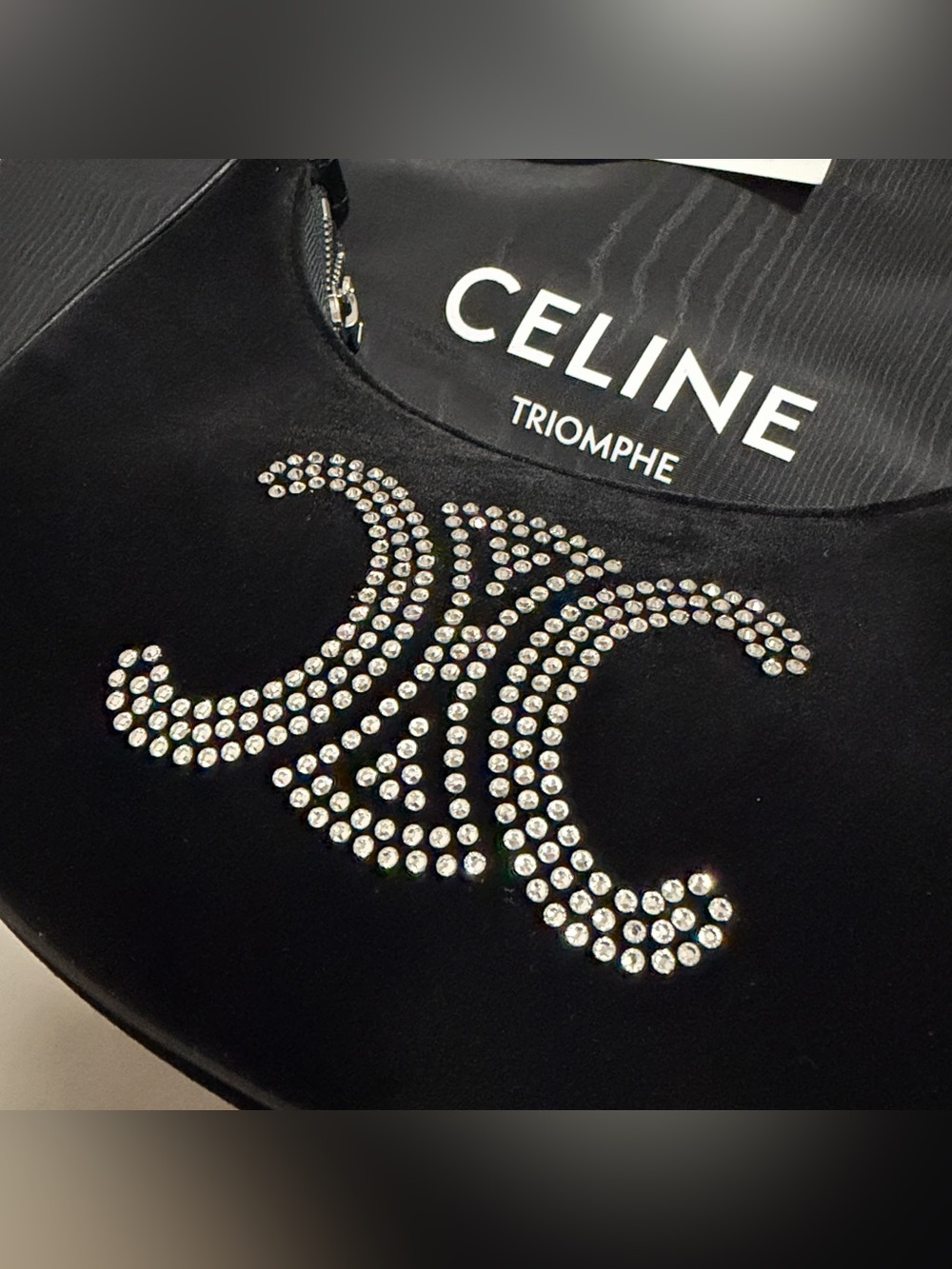 Celine Ava Triomphe Strass Velvet Shoulder Bag - Picture 2 of 11